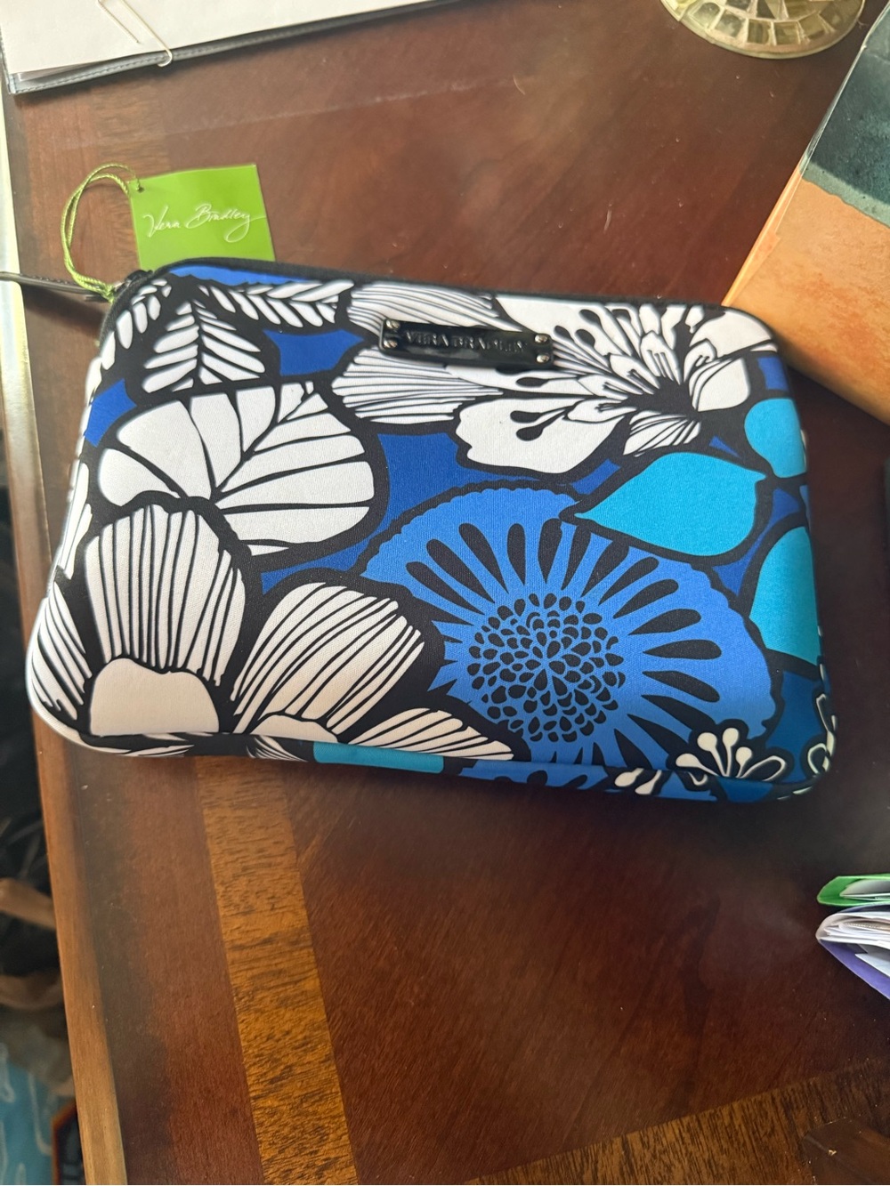 Vera Bradley Teal and Blue Floral Cosmetic Pouch